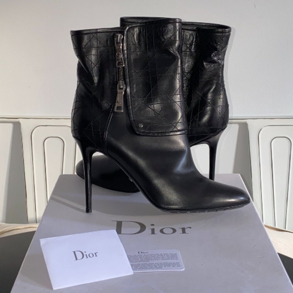 RARE Christian Dior Guetre Stiletto Boots with Cannage Leather